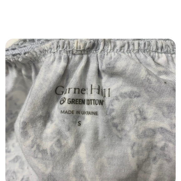 Garnet Hill sz Small Oversized Green Cotton Grey  Floral Cotton/Tencel Tunic - Picture 5 of 6